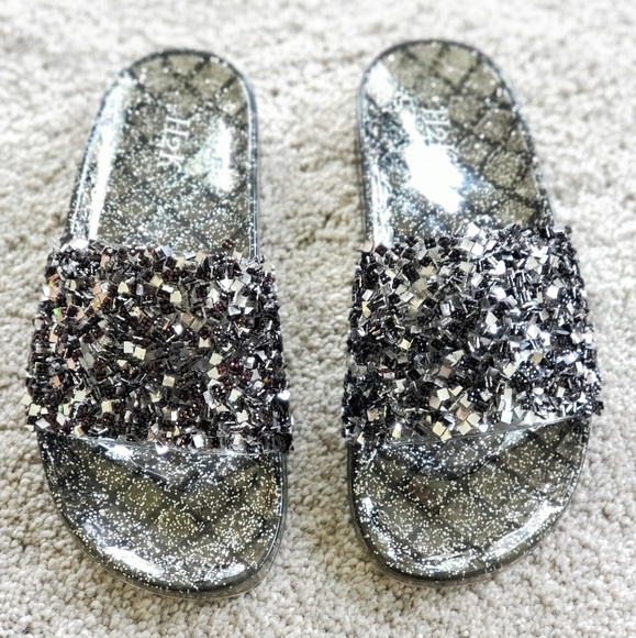 Black/Silver Sparkle Slides - Picture 4 of 5